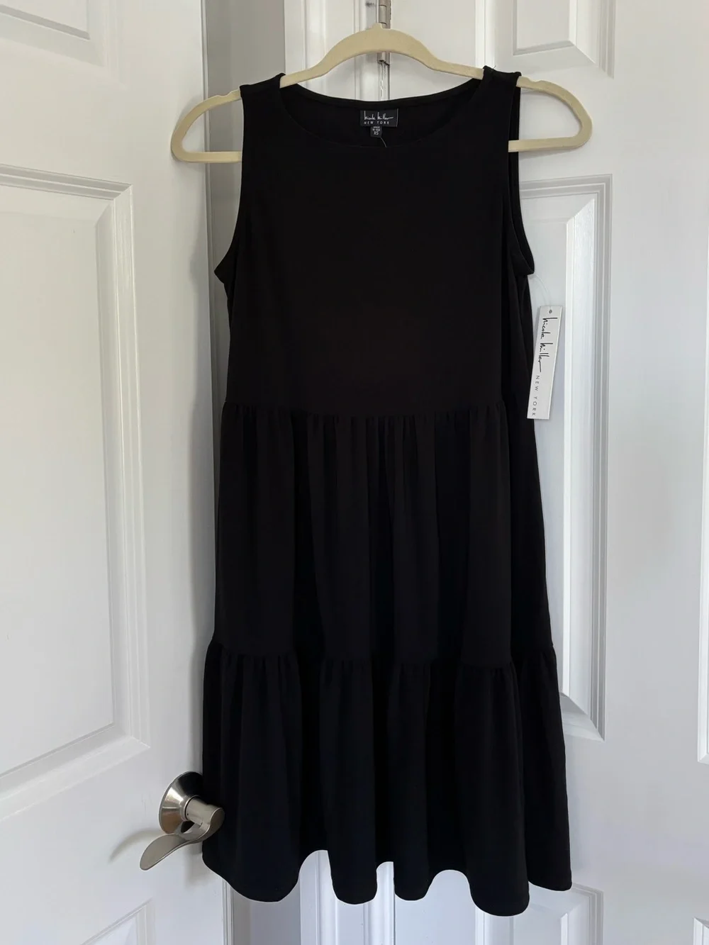 Nicole Miller New York Black Tiered Midi Dress NWT XS Sleeveless